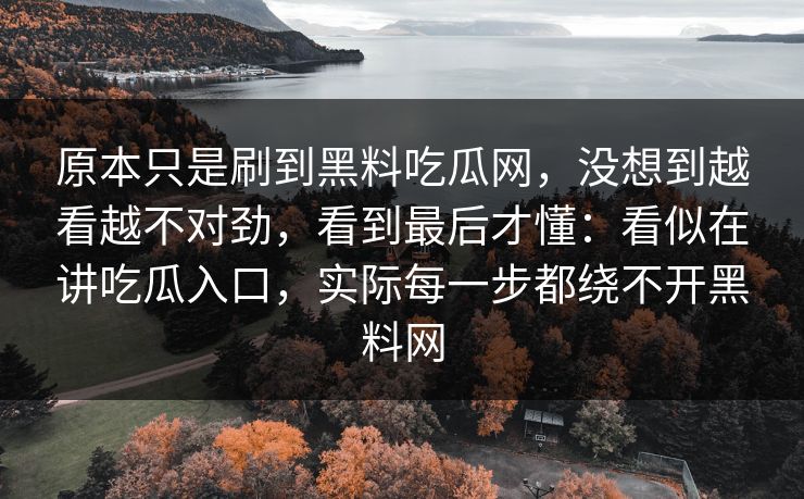 原本只是刷到黑料吃瓜网，没想到越看越不对劲，看到最后才懂：看似在讲吃瓜入口，实际每一步都绕不开黑料网