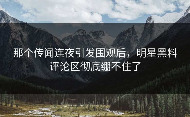 那个传闻连夜引发围观后,明星黑料评论区彻底绷不住了 那个传闻连夜引发围观后,明星黑料评论区彻底绷不住了